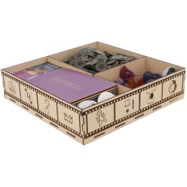 The Broken Token Game Organizer Compatible with Villainous - Wooden Game Organizing Box with Multiple Trays