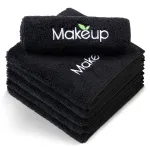 Orighty Microfiber Makeup Remover Cloths - Super Soft, Quick Dry Face Towels for Cleansing, 13 x 13 Inch, 6 Count, Black