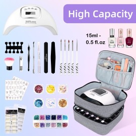 ALSLEA Nail Polish Organizer Double layer Nail Polish Case for Nail Dryer Lamp Holds 30 Bottles (15ml - 0.5 fl.oz) Portable Nail Storage Organizer for Nail Tech (Gray) ALSLEA Nail Polish Organizer Double layer Nail Polish Case for Nail Dryer Lamp Holds 30 Bottles (15ml - 0.5 fl.oz) Portable Nail Storage Organizer for Nail Tech (Gray)