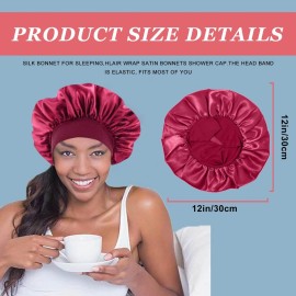 4PCS Silk Bonnet for Sleeping,Hair Wrap Satin Bonnets Shower Cap for Black Women Men, Elastic Wide Band Hair Bonnet Cap for Sleeping Curly Hair(Black & Wine Red & Purple & Brown) 4PCS Silk Bonnet for Sleeping,Hair Wrap Satin Bonnets Shower Cap for Black Women Men, Elastic Wide Band Hair Bonnet Cap for Sleeping Curly Hair(Black & Wine Red & Purple & Brown)