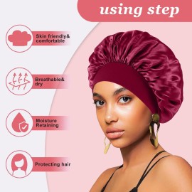 4PCS Silk Bonnet for Sleeping,Hair Wrap Satin Bonnets Shower Cap for Black Women Men, Elastic Wide Band Hair Bonnet Cap for Sleeping Curly Hair(Black & Wine Red & Purple & Brown) 4PCS Silk Bonnet for Sleeping,Hair Wrap Satin Bonnets Shower Cap for Black Women Men, Elastic Wide Band Hair Bonnet Cap for Sleeping Curly Hair(Black & Wine Red & Purple & Brown)