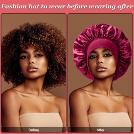 4PCS Silk Bonnet for Sleeping,Hair Wrap Satin Bonnets Shower Cap for Black Women Men, Elastic Wide Band Hair Bonnet Cap for Sleeping Curly Hair(Black & Wine Red & Purple & Brown) 4PCS Silk Bonnet for Sleeping,Hair Wrap Satin Bonnets Shower Cap for Black Women Men, Elastic Wide Band Hair Bonnet Cap for Sleeping Curly Hair(Black & Wine Red & Purple & Brown)