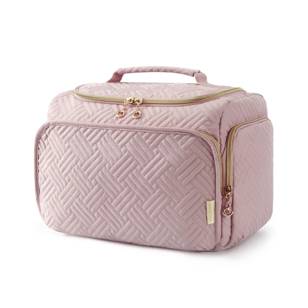 BAGSMART Travel Toiletry Bag, Large Wide-open Travel Bag for Toiletries, Makeup Cosmetic Travel Bag with Handle, Pink-M BAGSMART Travel Toiletry Bag, Large Wide-open Travel Bag for Toiletries, Makeup Cosmetic Travel Bag with Handle, Pink-M