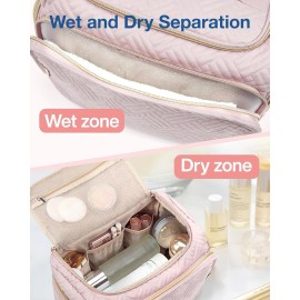 BAGSMART Travel Toiletry Bag, Large Wide-open Travel Bag for Toiletries, Makeup Cosmetic Travel Bag with Handle, Pink-M BAGSMART Travel Toiletry Bag, Large Wide-open Travel Bag for Toiletries, Makeup Cosmetic Travel Bag with Handle, Pink-M