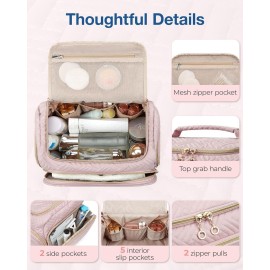 BAGSMART Travel Toiletry Bag, Large Wide-open Travel Bag for Toiletries, Makeup Cosmetic Travel Bag with Handle, Pink-M BAGSMART Travel Toiletry Bag, Large Wide-open Travel Bag for Toiletries, Makeup Cosmetic Travel Bag with Handle, Pink-M
