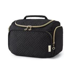 BAGSMART Travel Toiletry Bag, Large Wide-open Travel Bag for Toiletries, Makeup Cosmetic Travel Bag with Handle, Black-M