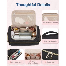 BAGSMART Travel Toiletry Bag, Large Wide-open Travel Bag for Toiletries, Makeup Cosmetic Travel Bag with Handle, Black-M BAGSMART Travel Toiletry Bag, Large Wide-open Travel Bag for Toiletries, Makeup Cosmetic Travel Bag with Handle, Black-M