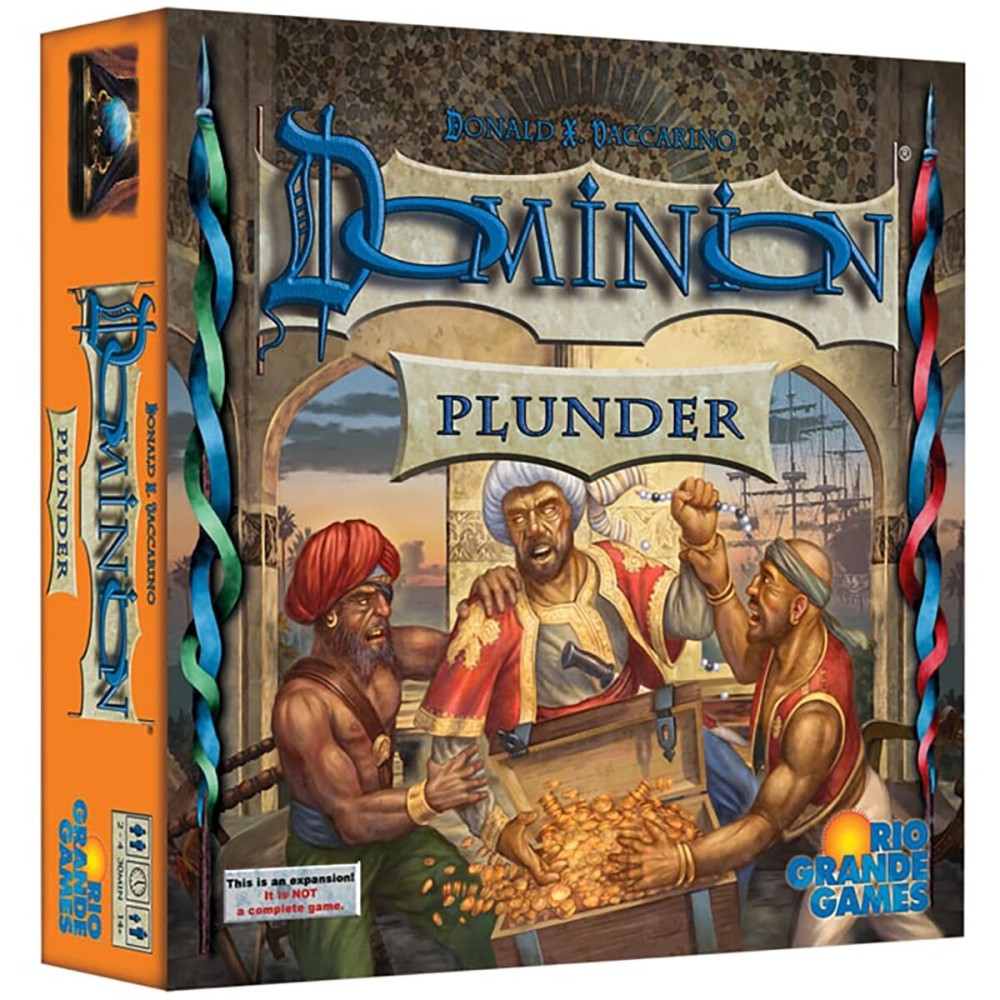 Rio Grande Games Dominion: Plunder Expansion - Strategy Card Game, Sea Exploration & Plundering, Rio Grande Games, for Ages 14 and Up, 2-4 Players, 30 Minute Playing Time Rio Grande Games Dominion: Plunder Expansion - Strategy Card Game, Sea Exploration & Plundering, Rio Grande Games, for Ages 14 and Up, 2-4 Players, 30 Minute Playing Time