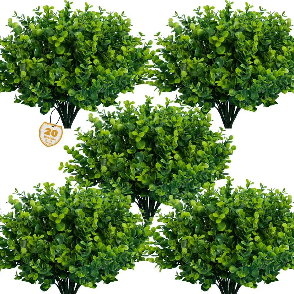 Lnoicy Artificial Greenery Plants Outdoor UV Resistant Fake Plants Boxwood Shrubs Grass,20 Bundles for Farmhouse Home Garden Office Patio Backyard Wedding and Indoor Outdoor Decoration Lnoicy Artificial Greenery Plants Outdoor UV Resistant Fake Plants Boxwood Shrubs Grass,20 Bundles for Farmhouse Home Garden Office Patio Backyard Wedding and Indoor Outdoor Decoration