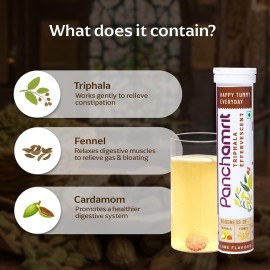 Panchamrit Triphala Effervescent | Relieves Constipation, Colon Cleanse, Improves Digestive Health & Manage Weight | with Ayurvedic Herbs, Triphala &Saunf Along with Prebiotics|20 Tablets (Pack of 2) Panchamrit Triphala Effervescent | Relieves Constipation, Colon Cleanse, Improves Digestive Health & Manage Weight | with Ayurvedic Herbs, Triphala &Saunf Along with Prebiotics|20 Tablets (Pack of 2)