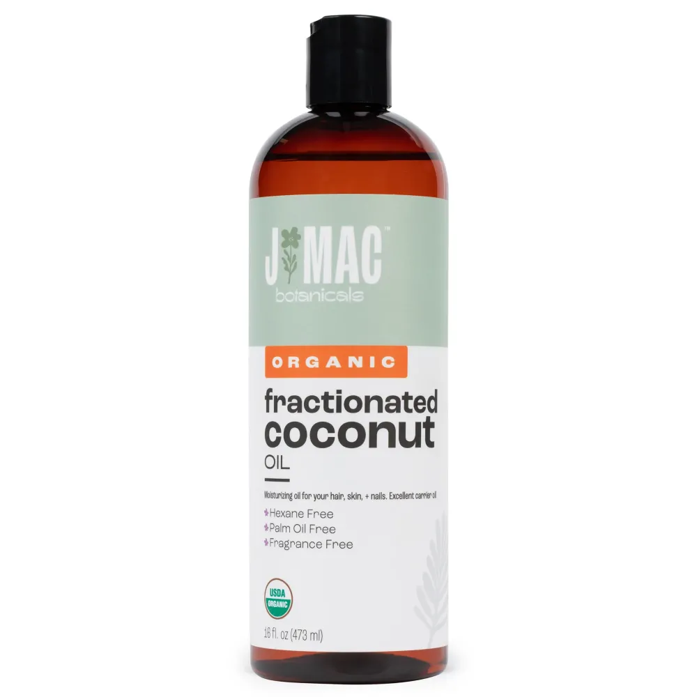 J MAC BOTANICALS, Organic Fractionated Coconut Oil (16 Oz.) Carrier oil for diluting essential oils, leave in conditioner for dry damaged hair, skin, massage J MAC BOTANICALS, Organic Fractionated Coconut Oil (16 Oz.) Carrier oil for diluting essential oils, leave in conditioner for dry damaged hair, skin, massage