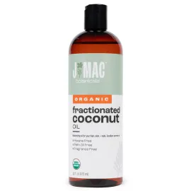 J MAC BOTANICALS, Organic Fractionated Coconut Oil (16 Oz.) Carrier oil for diluting essential oils, leave in conditioner for dry damaged hair, skin, massage