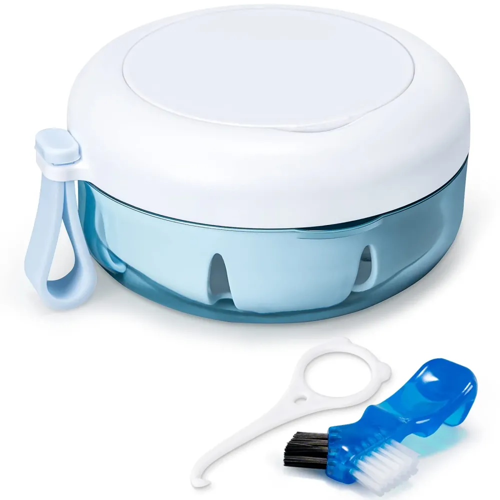 Netceem Leak Proof Denture Cup Kit Portable Retainer Case Perfect for Travel, Denture Case Container Cleaning Care for Dentures Aligner Mouth Guard with Denture Brush,Strainer, Removal Tool and Mirror Netceem Leak Proof Denture Cup Kit Portable Retainer Case Perfect for Travel, Denture Case Container Cleaning Care for Dentures Aligner Mouth Guard with Denture Brush,Strainer, Removal Tool and Mirror