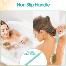 Backski Back Scrubber Anti Slip for Shower,Back Brush Long Handle with Soft and Stiff Bristles,Body Scrubber for Bath or Dry Brush(Green) Backski Back Scrubber Anti Slip for Shower,Back Brush Long Handle with Soft and Stiff Bristles,Body Scrubber for Bath or Dry Brush(Green)