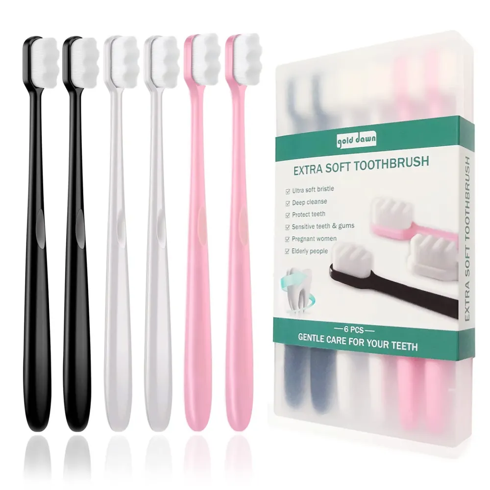 GoldDawn Extra Soft Toothbrush for Sensitive Teeth and Gums Micro Fur Manual Toothbrush with 20000 Ultra Soft Bristle, Excellent Cleaning Effect Perfect for Kids & Adults (6 Pack) GoldDawn Extra Soft Toothbrush for Sensitive Teeth and Gums Micro Fur Manual Toothbrush with 20000 Ultra Soft Bristle, Excellent Cleaning Effect Perfect for Kids & Adults (6 Pack)