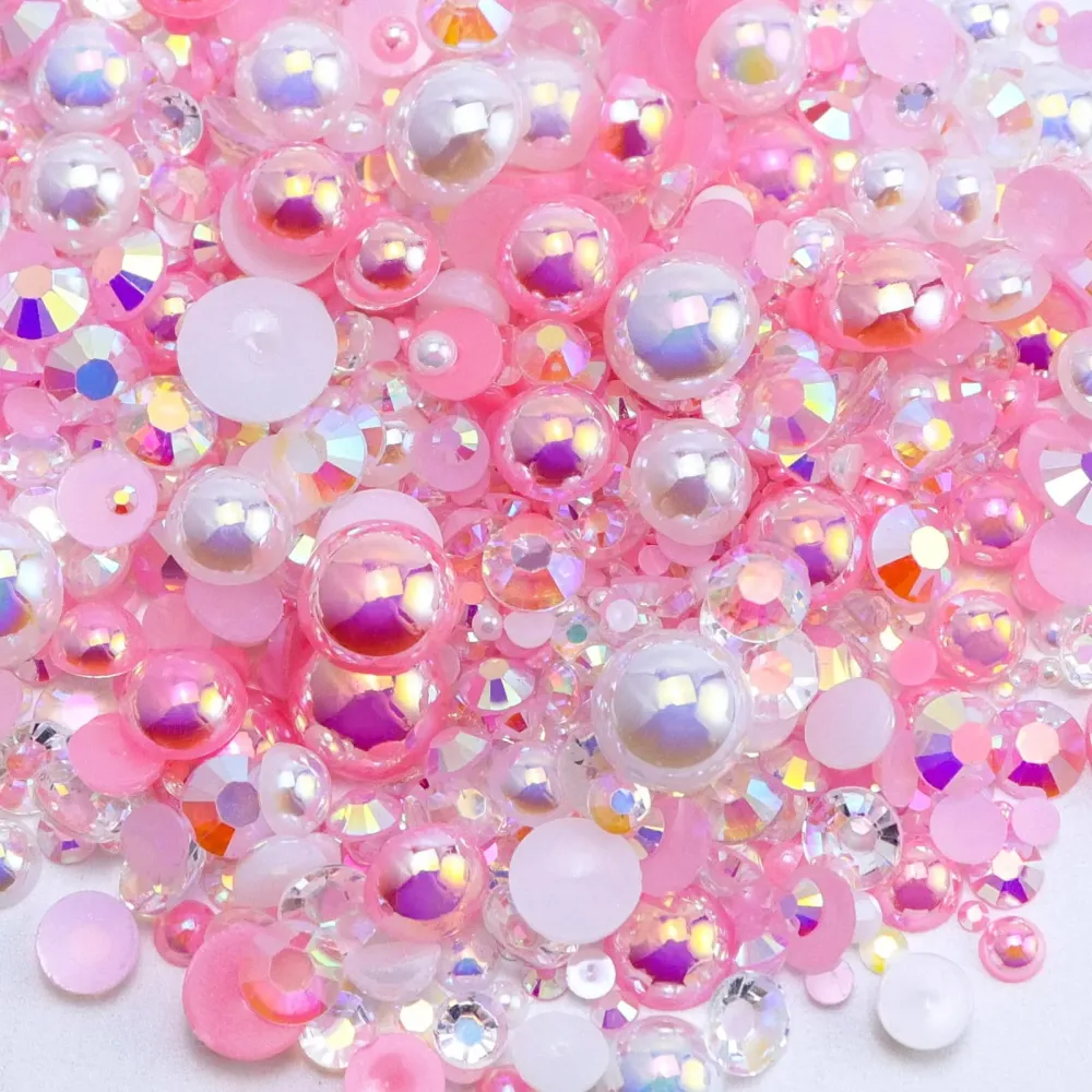 Briskbloom 60g Flatback Pearls and Rhinestones for Crafts, 3620PCS 2mm-10mm Mix for Nails Face Art Tumblers, with Tweezers Wax Pen, White|Pinks Briskbloom 60g Flatback Pearls and Rhinestones for Crafts, 3620PCS 2mm-10mm Mix for Nails Face Art Tumblers, with Tweezers Wax Pen, White|Pinks