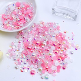 Briskbloom 60g Flatback Pearls and Rhinestones for Crafts, 3620PCS 2mm-10mm Mix for Nails Face Art Tumblers, with Tweezers Wax Pen, White|Pinks Briskbloom 60g Flatback Pearls and Rhinestones for Crafts, 3620PCS 2mm-10mm Mix for Nails Face Art Tumblers, with Tweezers Wax Pen, White|Pinks