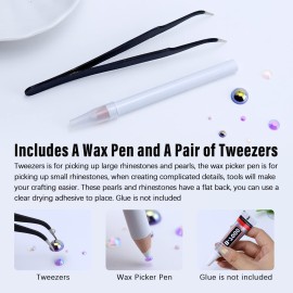 Briskbloom 60g Flatback Pearls and Rhinestones for Crafts, 3620PCS 2mm-10mm Mix for Nails Face Art Tumblers, with Tweezers Wax Pen, White|Pinks Briskbloom 60g Flatback Pearls and Rhinestones for Crafts, 3620PCS 2mm-10mm Mix for Nails Face Art Tumblers, with Tweezers Wax Pen, White|Pinks