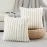 FUTEI Cream White Striped Decorative Throw Pillow Covers 18x18 Inch Set of 2,Square Spring Decorations Couch Pillow Case,Soft Cozy Faux Rabbit Fur & Velvet Back,Modern Home Decor for Bed
