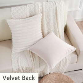 FUTEI Cream White Striped Decorative Throw Pillow Covers 18x18 Inch Set of 2,Square Spring Decorations Couch Pillow Case,Soft Cozy Faux Rabbit Fur & Velvet Back,Modern Home Decor for Bed FUTEI Cream White Striped Decorative Throw Pillow Covers 18x18 Inch Set of 2,Square Spring Decorations Couch Pillow Case,Soft Cozy Faux Rabbit Fur & Velvet Back,Modern Home Decor for Bed