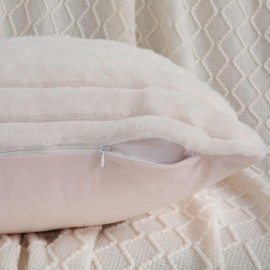 FUTEI Cream White Striped Decorative Throw Pillow Covers 18x18 Inch Set of 2,Square Spring Decorations Couch Pillow Case,Soft Cozy Faux Rabbit Fur & Velvet Back,Modern Home Decor for Bed FUTEI Cream White Striped Decorative Throw Pillow Covers 18x18 Inch Set of 2,Square Spring Decorations Couch Pillow Case,Soft Cozy Faux Rabbit Fur & Velvet Back,Modern Home Decor for Bed