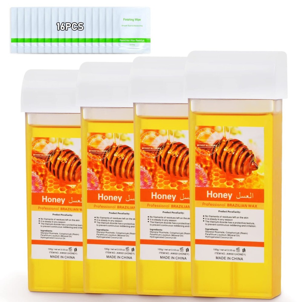 Seopri Roll On Wax, Honey Hair Removal Wax Cartridge, Depilatory Wax Roller Refill, 4 Pack - 100% Natural Material, Dermatologically Tested, Easy & Safe to Use, For Body Waxing, Leg and Arms Seopri Roll On Wax, Honey Hair Removal Wax Cartridge, Depilatory Wax Roller Refill, 4 Pack - 100% Natural Material, Dermatologically Tested, Easy & Safe to Use, For Body Waxing, Leg and Arms