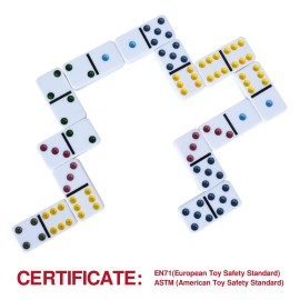 Offelec Double Six Dominoes Set with Tin Box - 28 Color Double 6 Domino Tiles for Kids & Adults, Classic Family Board Games for 2-4 Players, Travel, Party