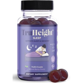 TruHeight Sleep Gummies - Kids & Teen Natural Sleep Aid for Maximum Growth - Pediatric Recommended - Kids Melatonin Gummy - Melatonin, Ashwagandha, L Theanine, Lemon Balm, Ages 4+, Mixed Berry Flavor