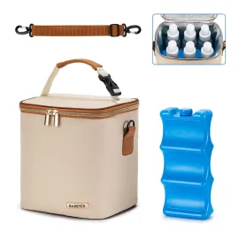 BABEYER Breastmilk Cooler Bag with Ice Pack Fits 6 Baby Bottles Up to 9 Ounce, Baby Bottle Bag with Shoulder Strap for Nursing Mom Daycare, Cream BABEYER Breastmilk Cooler Bag with Ice Pack Fits 6 Baby Bottles Up to 9 Ounce, Baby Bottle Bag with Shoulder Strap for Nursing Mom Daycare, Cream