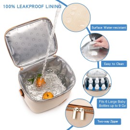 BABEYER Breastmilk Cooler Bag with Ice Pack Fits 6 Baby Bottles Up to 9 Ounce, Baby Bottle Bag with Shoulder Strap for Nursing Mom Daycare, Cream BABEYER Breastmilk Cooler Bag with Ice Pack Fits 6 Baby Bottles Up to 9 Ounce, Baby Bottle Bag with Shoulder Strap for Nursing Mom Daycare, Cream