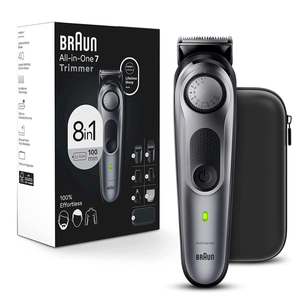 Braun All-in-One Style Kit Series 7 7410, 8-in-1 Trimmer for Men with Beard Trimmer, Body Trimmer for Manscaping, Hair Clippers & More, Sharpest Blade, 40 Length Settings, Waterproof Braun All-in-One Style Kit Series 7 7410, 8-in-1 Trimmer for Men with Beard Trimmer, Body Trimmer for Manscaping, Hair Clippers & More, Sharpest Blade, 40 Length Settings, Waterproof