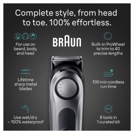 Braun All-in-One Style Kit Series 7 7410, 8-in-1 Trimmer for Men with Beard Trimmer, Body Trimmer for Manscaping, Hair Clippers & More, Sharpest Blade, 40 Length Settings, Waterproof Braun All-in-One Style Kit Series 7 7410, 8-in-1 Trimmer for Men with Beard Trimmer, Body Trimmer for Manscaping, Hair Clippers & More, Sharpest Blade, 40 Length Settings, Waterproof