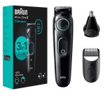 Braun All-In-One Style Kit Series 3 3430, 3-in-1 Trimmer for Men with Beard Trimmer, Ear & Nose Trimmer, Hair Clippers, Ultra-Sharp Blade, 20 Length Settings, Washable