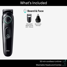 Braun All-In-One Style Kit Series 3 3430, 3-in-1 Trimmer for Men with Beard Trimmer, Ear & Nose Trimmer, Hair Clippers, Ultra-Sharp Blade, 20 Length Settings, Washable Braun All-In-One Style Kit Series 3 3430, 3-in-1 Trimmer for Men with Beard Trimmer, Ear & Nose Trimmer, Hair Clippers, Ultra-Sharp Blade, 20 Length Settings, Washable