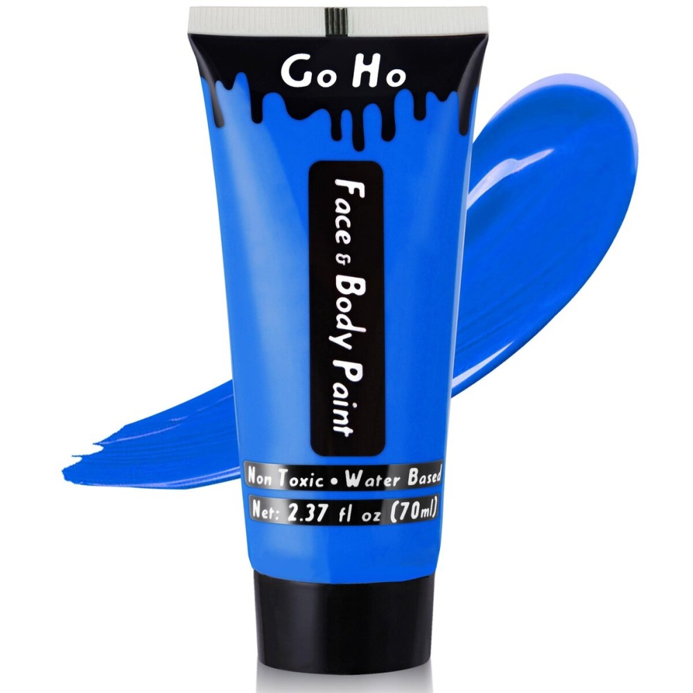 Go Ho Royal Blue Face Body Paint Washable(2.37 oz),Water Based Cream Blue Face Paint,Smurf Mystique Avatar Clown Makeup,Blue Body Paint for SFX Cosplay Costumes Festivals Halloween Makeup Go Ho Royal Blue Face Body Paint Washable(2.37 oz),Water Based Cream Blue Face Paint,Smurf Mystique Avatar Clown Makeup,Blue Body Paint for SFX Cosplay Costumes Festivals Halloween Makeup