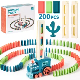 200 PCS Domino Train Toy Set, Automatic Dominoes B..