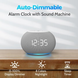 Reacher Auto-Dimmable Sound Machine Alarm Clock with Night Light, 20 Soothing Sounds, LED Digital Display, Sleep Timer, Precise Volume Control, White Noise Soother for Baby, Adults, Bedrooms Reacher Auto-Dimmable Sound Machine Alarm Clock with Night Light, 20 Soothing Sounds, LED Digital Display, Sleep Timer, Precise Volume Control, White Noise Soother for Baby, Adults, Bedrooms