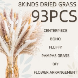 Natural Pampas Grass 8kind Grass Mix Bouquet | Dried Pampas Bouquet for Wedding Boho Flowers Home Table Decor Desk Decor, Rustic Farmhouse Decor (93PCS) Natural Pampas Grass 8kind Grass Mix Bouquet | Dried Pampas Bouquet for Wedding Boho Flowers Home Table Decor Desk Decor, Rustic Farmhouse Decor (93PCS)