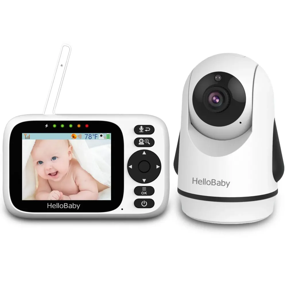 HelloBaby Baby Monitor with 3.2\'\' IPS Screen - Baby Camera Monitor with Remote Pan-Tilt-Zoom Camera No WiFi, Infrared Night Vision, 1000ft Wireless Connection HelloBaby Baby Monitor with 3.2\'\' IPS Screen - Baby Camera Monitor with Remote Pan-Tilt-Zoom Camera No WiFi, Infrared Night Vision, 1000ft Wireless Connection