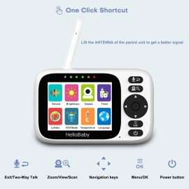 HelloBaby Baby Monitor with 3.2\'\' IPS Screen - Baby Camera Monitor with Remote Pan-Tilt-Zoom Camera No WiFi, Infrared Night Vision, 1000ft Wireless Connection HelloBaby Baby Monitor with 3.2\'\' IPS Screen - Baby Camera Monitor with Remote Pan-Tilt-Zoom Camera No WiFi, Infrared Night Vision, 1000ft Wireless Connection