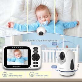 HelloBaby Baby Monitor with 3.2\'\' IPS Screen - Baby Camera Monitor with Remote Pan-Tilt-Zoom Camera No WiFi, Infrared Night Vision, 1000ft Wireless Connection HelloBaby Baby Monitor with 3.2\'\' IPS Screen - Baby Camera Monitor with Remote Pan-Tilt-Zoom Camera No WiFi, Infrared Night Vision, 1000ft Wireless Connection