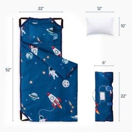 Wake In Cloud - Cot Nap Mat with Pillow and Blanket, for Toddler Kids Boys Girls in Daycare Kindergarten Preschool Pre K with Elastic Corner Straps, Spaces Stars Planet Galaxy, Blue White Red Wake In Cloud - Cot Nap Mat with Pillow and Blanket, for Toddler Kids Boys Girls in Daycare Kindergarten Preschool Pre K with Elastic Corner Straps, Spaces Stars Planet Galaxy, Blue White Red
