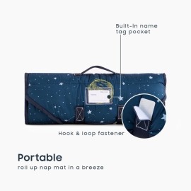 Wake In Cloud - Cot Nap Mat with Pillow and Blanket, for Toddler Kids Boys Girls in Daycare Kindergarten Preschool Pre K with Elastic Corner Straps, Spaces Stars Planet Galaxy, Navy White Orange Wake In Cloud - Cot Nap Mat with Pillow and Blanket, for Toddler Kids Boys Girls in Daycare Kindergarten Preschool Pre K with Elastic Corner Straps, Spaces Stars Planet Galaxy, Navy White Orange