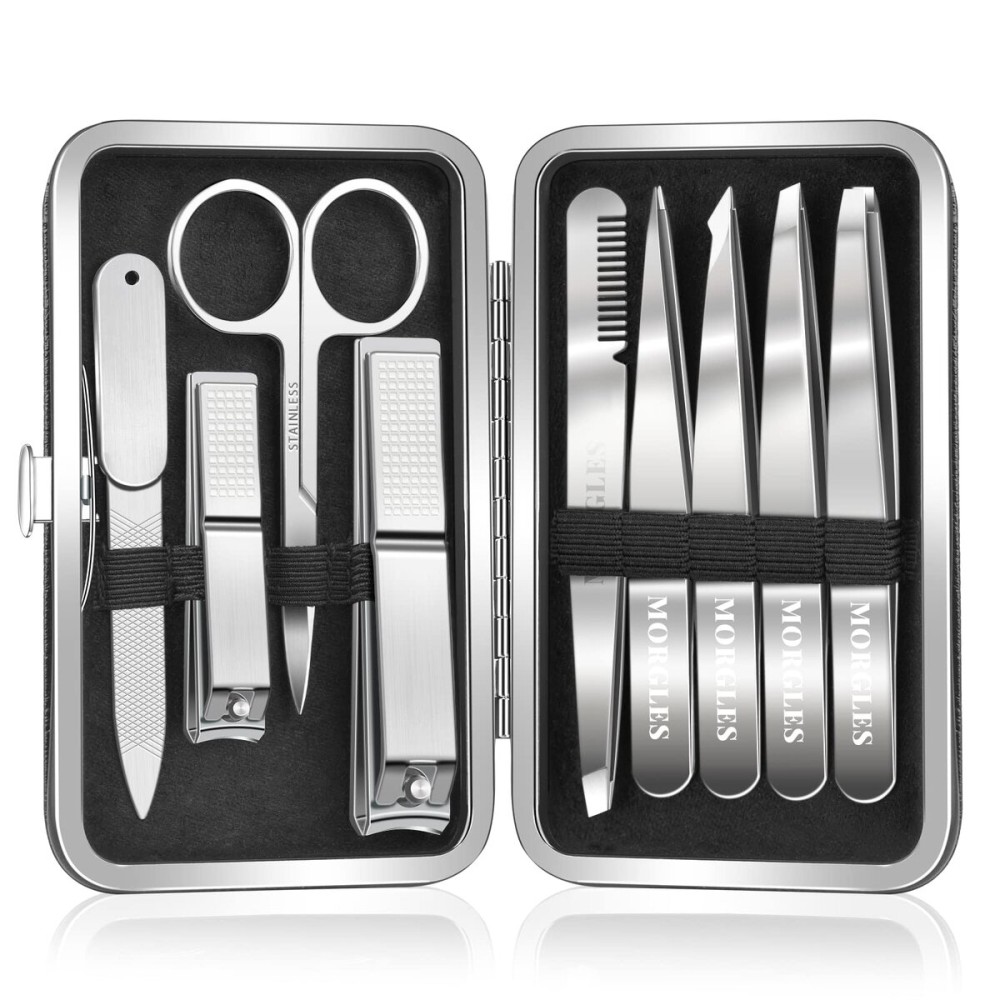 Tweezers and Nail Clipper Set with Case for Men Women, MORGLES 9PCS Professional Stainless Steel Tweezers No Gaps Tweezers and Nail Clipper Set with Case for Men Women, MORGLES 9PCS Professional Stainless Steel Tweezers No Gaps
