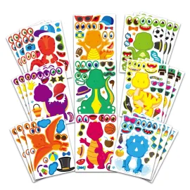 27 Sheet Dinosaur Stickers, Make Your Own Dinosaur Stickers for KidsMake a Face Stickers Dinosaur Birthday Party Supplies,DIY Project Dino Theme Birthday Party Favor for Kids