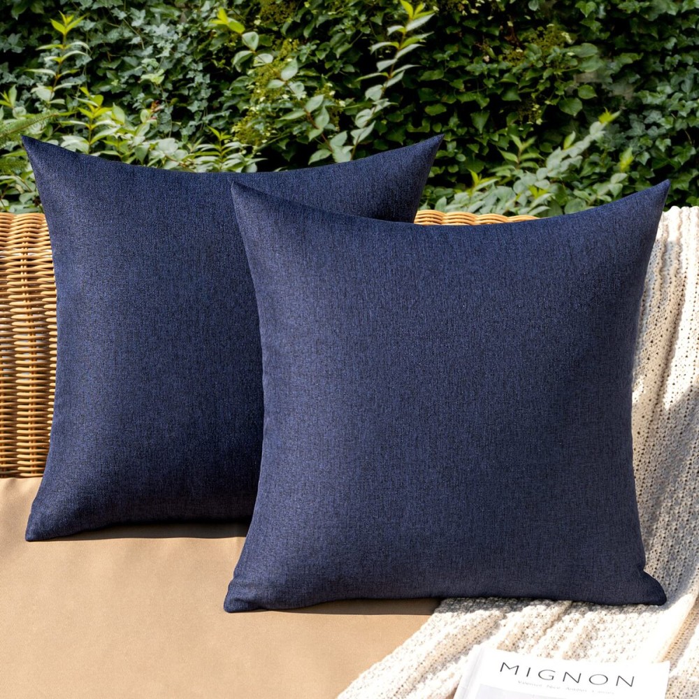 MIULEE Pack of 2 Decorative Outdoor Solid Waterproof Throw Pillow Covers Faux Linen Garden Farmhouse Cushion Cases for Patio Tent Balcony Couch Sofa 18x18 inch Navy MIULEE Pack of 2 Decorative Outdoor Solid Waterproof Throw Pillow Covers Faux Linen Garden Farmhouse Cushion Cases for Patio Tent Balcony Couch Sofa 18x18 inch Navy