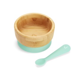 Munchkin Bambou Suction Bowl and Silicone Spoon for Babies and Toddlers, Non-Toxic Bamboo Munchkin Bambou Suction Bowl and Silicone Spoon for Babies and Toddlers, Non-Toxic Bamboo