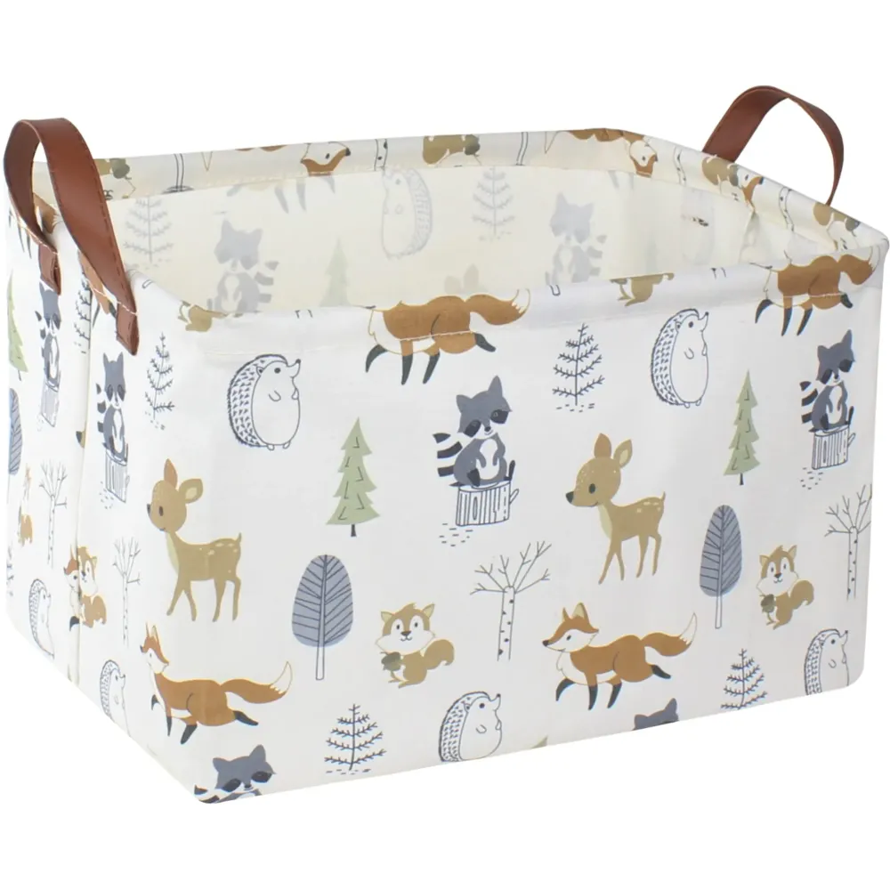 NTAOHAMPER Rectangular Storage Basket,Collapsible Toys Bin,Books Box,Gift Basket,Room Decor(Animal)