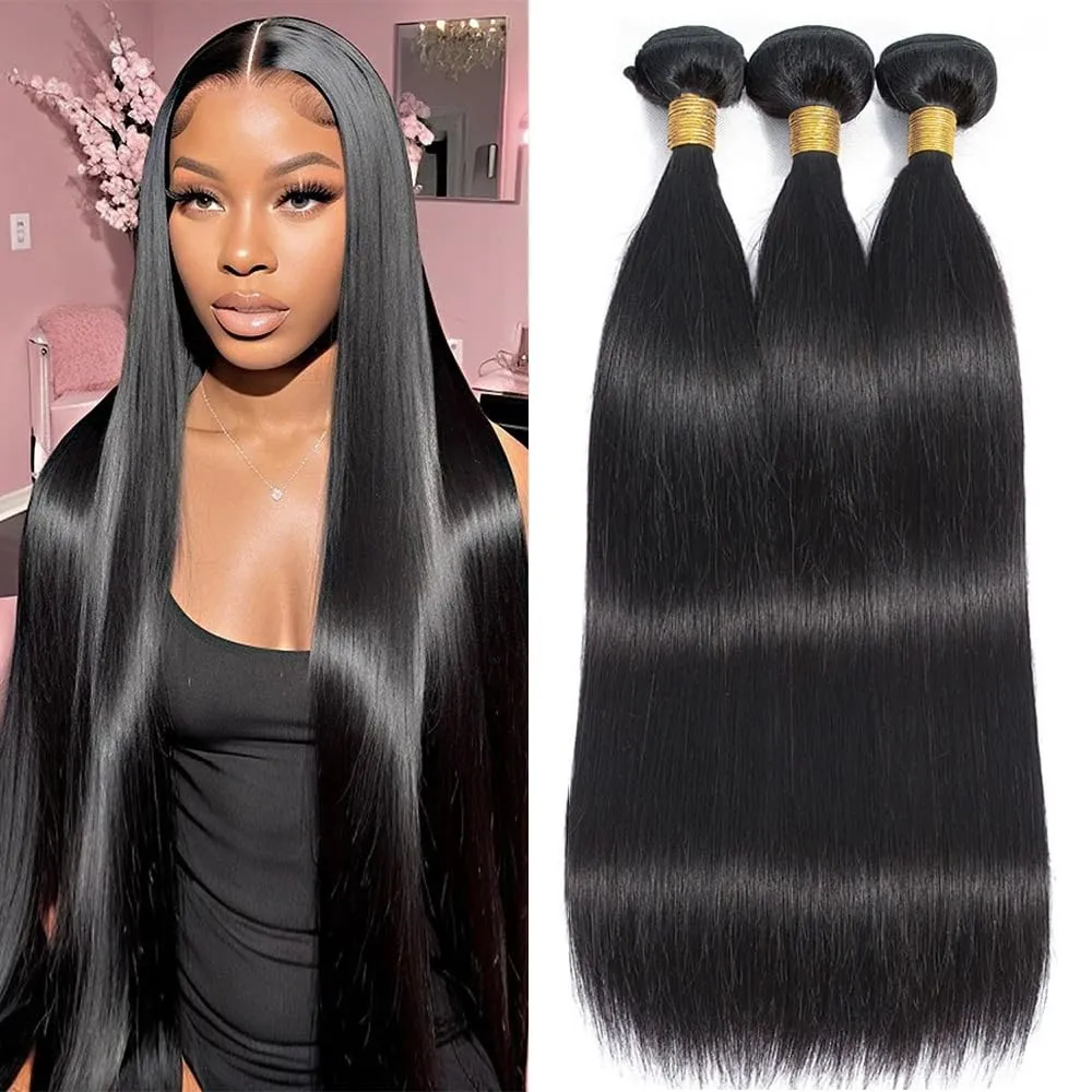 10A Straight Bundles Human Hair 16 18 20 Inch 100% Unprocessed Virgin Brazilian Straight Human Hair Weave 3 Bundles Natural Black Color 10A Straight Bundles Human Hair 16 18 20 Inch 100% Unprocessed Virgin Brazilian Straight Human Hair Weave 3 Bundles Natural Black Color