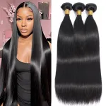 10A Straight Bundles Human Hair 16 18 20 Inch 100% Unprocessed Virgin Brazilian Straight Human Hair Weave 3 Bundles Natural Black Color